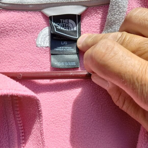 Girls North Face Pink Gray Full Zip Fleece Jacket Size Youth - Picture 9 of 12